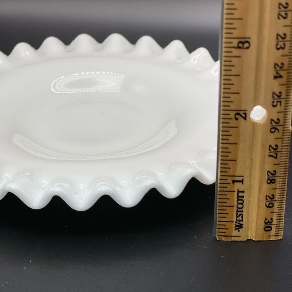 Fenton Hobnail Milk Glass Ruffled Edge Plate 7.5” Vintage - Picture 7 of 7